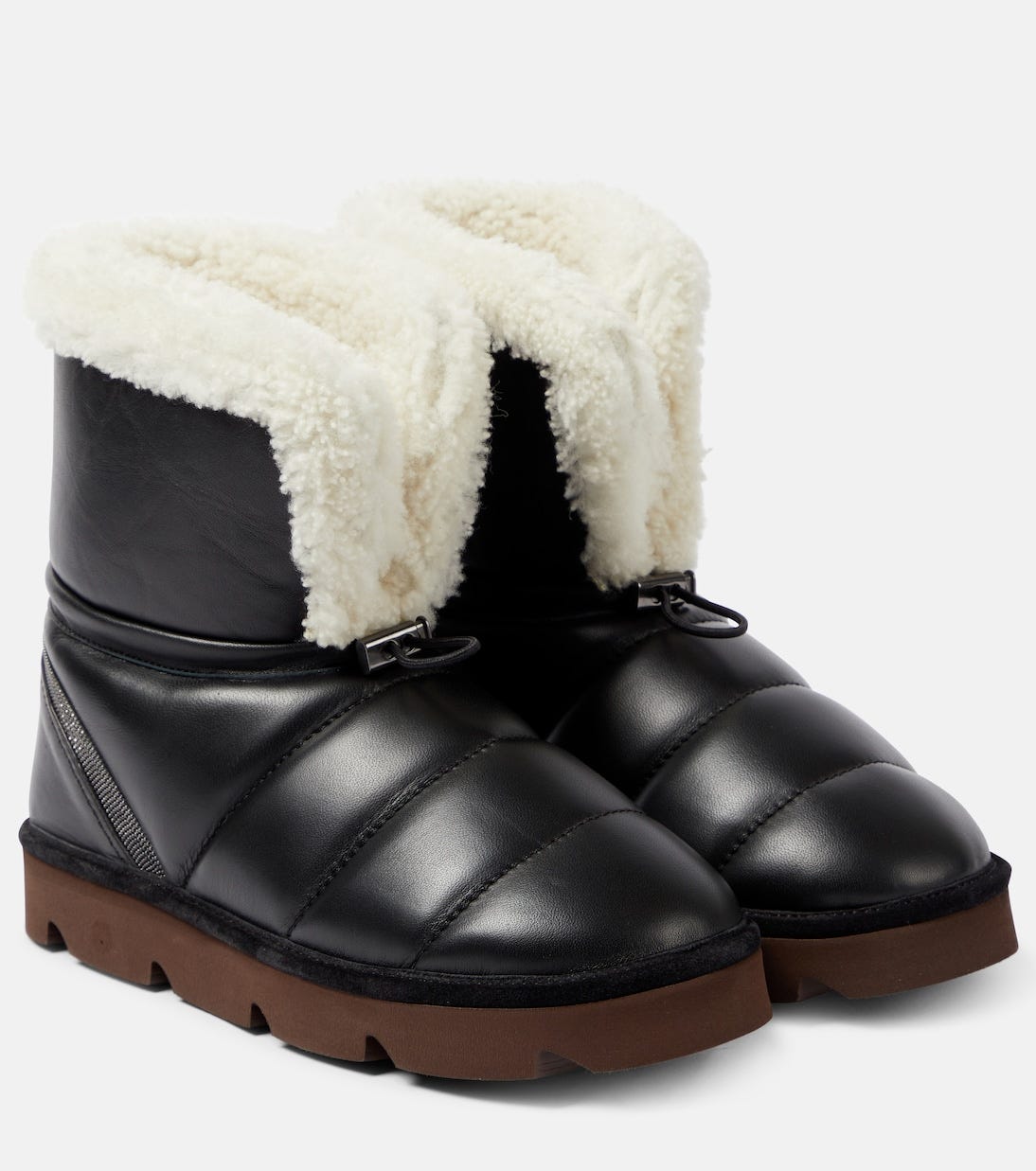 Shearling-lined leather boots | Brunello Cucinelli