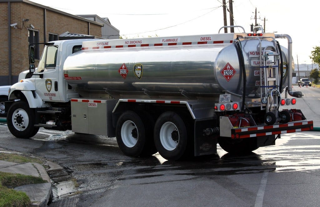 A Houston Texas Fire Department fleet services diesel tanker.
