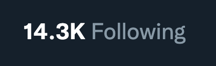 Text displaying a Twitter account with 14.3K followers.