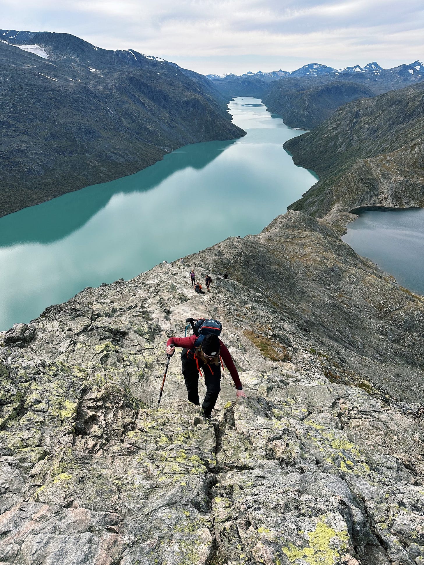Sophie Gordon climbing the Besseggen Ridge in Norway Sophie Gordon climbing the Besseggen Ridge in Norway