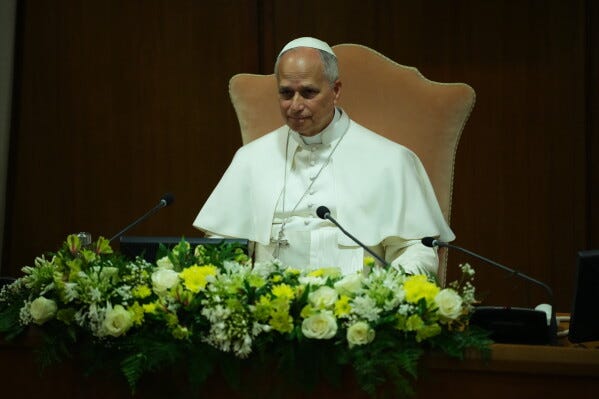 Pope Leo XIV attends the presentation of his first encyclical, "Magnifica humanitas: On Safeguarding the Human Person in the Time of Artificial Intelligence," at the Vatican, Monday, May 25, 2026. (AP Photo/Alessandra Tarantino) Pope Leo XIV attends the presentation of his first encyclical, "Magnifica humanitas: On Safeguarding the Human Person in the Time of Artificial Intelligence," at the Vatican, Monday, May 25, 2026. (AP Photo/Alessandra Tarantino)
