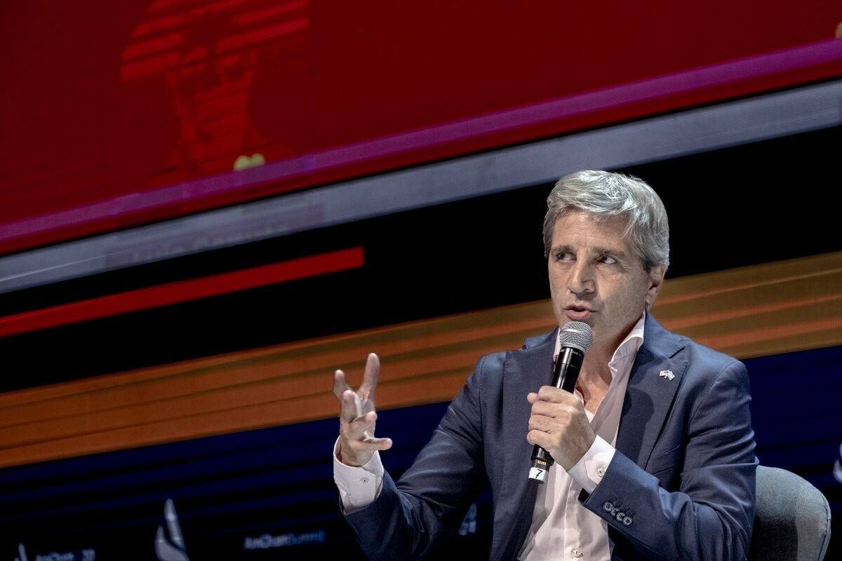 Luis Caputo speaks during the American Chamber of Commerce summit in Buenos Aires, Argentina on March 12.