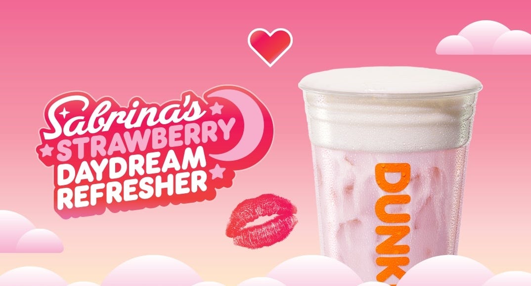 A Sip Worth Dreaming About: Dunkin'® and Sabrina Carpenter Reunite for Sabrina's  Strawberry Daydream Refresher to Lead Its Latest Summer Lineup | Dunkin'