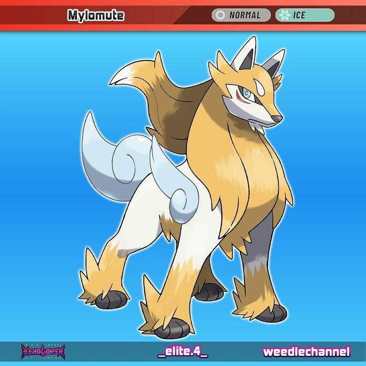 Élite4 on Instagram: “HIKILOO IS EVOLVING! If exposed to the cold Ice  Stone, Hikiloo evolves Mylomute, a Normal/Ice-Type Pokémo… in 2021 | Type  pokemon, Pokemon, I love pic