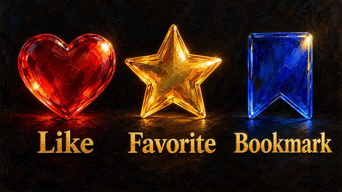 Jakob Nielsen says like, favourite and bookmark are three different jobs