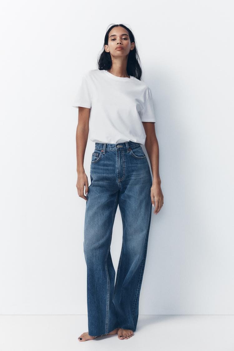 Zara TRF HIGH RISE WIDE LEG JEANS - Navy blue - Image 0