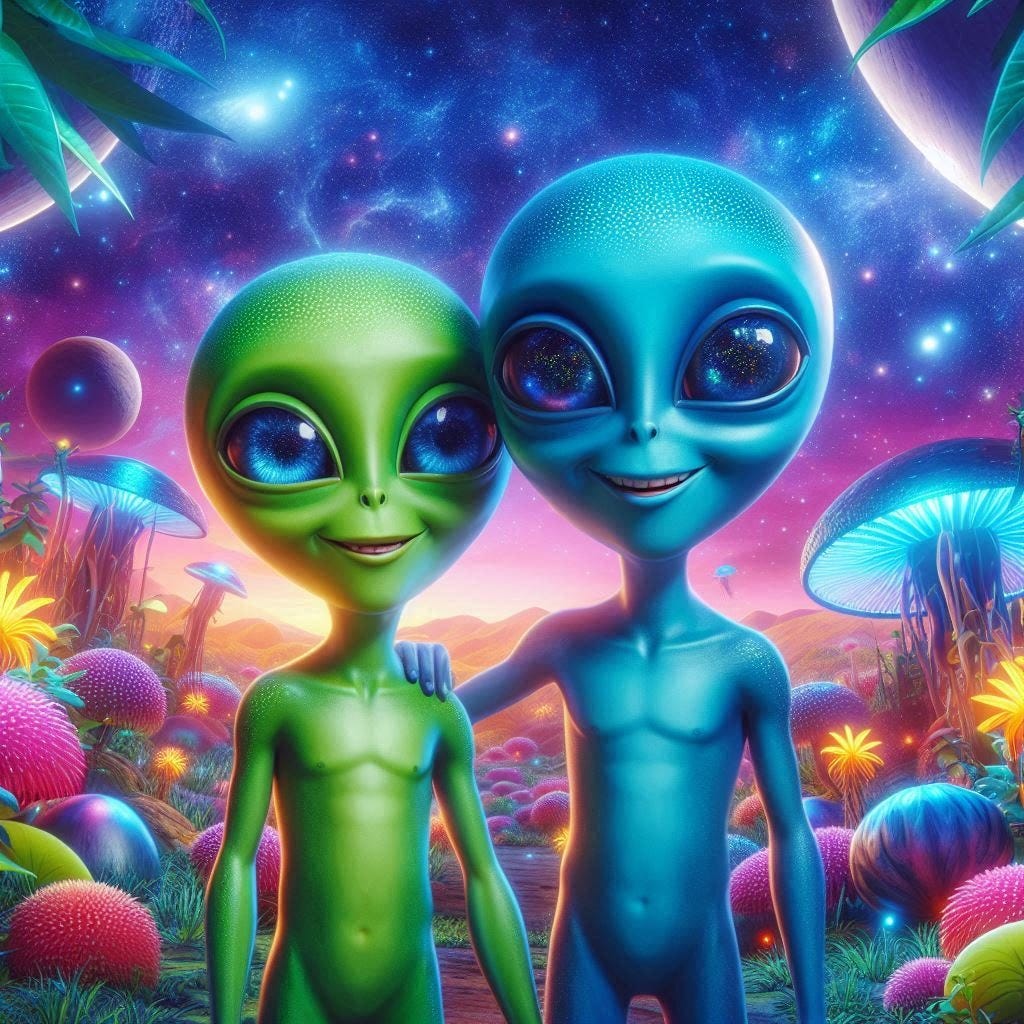 two aliens one male and one female two aliens one male and one female