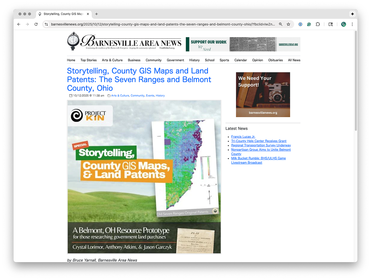 In Storytelling, County GIS Maps and Land Patents: The Seven Ranges and Belmont County, Ohio, Bruce Yarnall of Barnesville Area News, described the event the the significance to their local market. In Storytelling, County GIS Maps and Land Patents: The Seven Ranges and Belmont County, Ohio, Bruce Yarnall of Barnesville Area News, described the event the the significance to their local market.