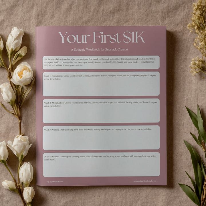 Your First $1K: A Strategic Workbook for Substack Creators