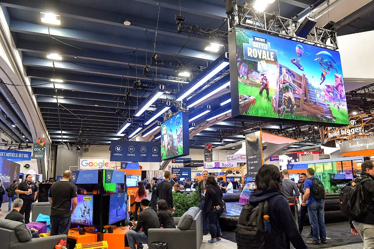 Fortnite play stations at GDC 2018. Image: Official GDC via Wikimedia Commons