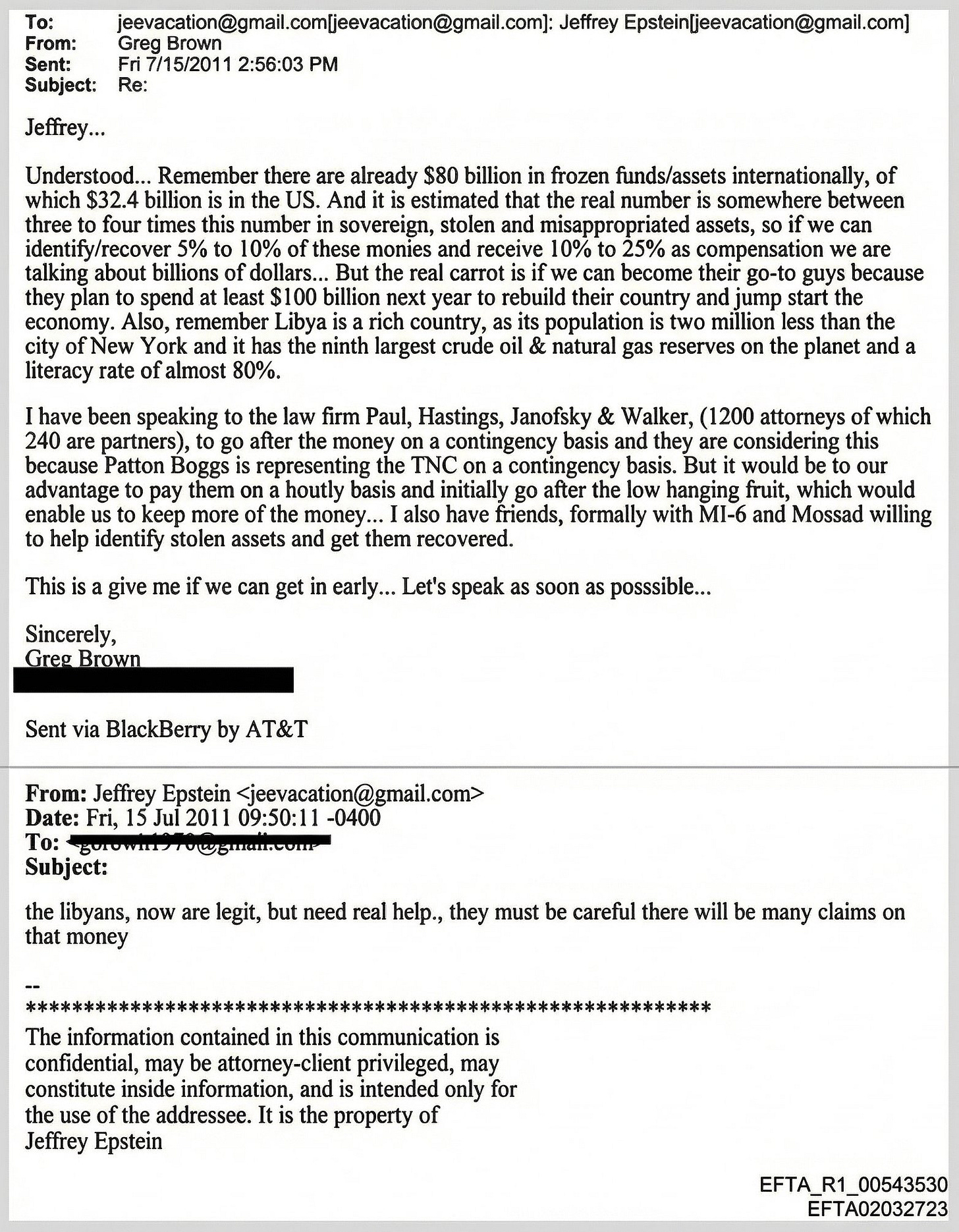The Libya email: Epstein inserting himself into a war-torn state’s future before it existed, coordinating with intelligence-linked intermediaries, and identifying where billions would move. The signature of an access agent, not a financier.