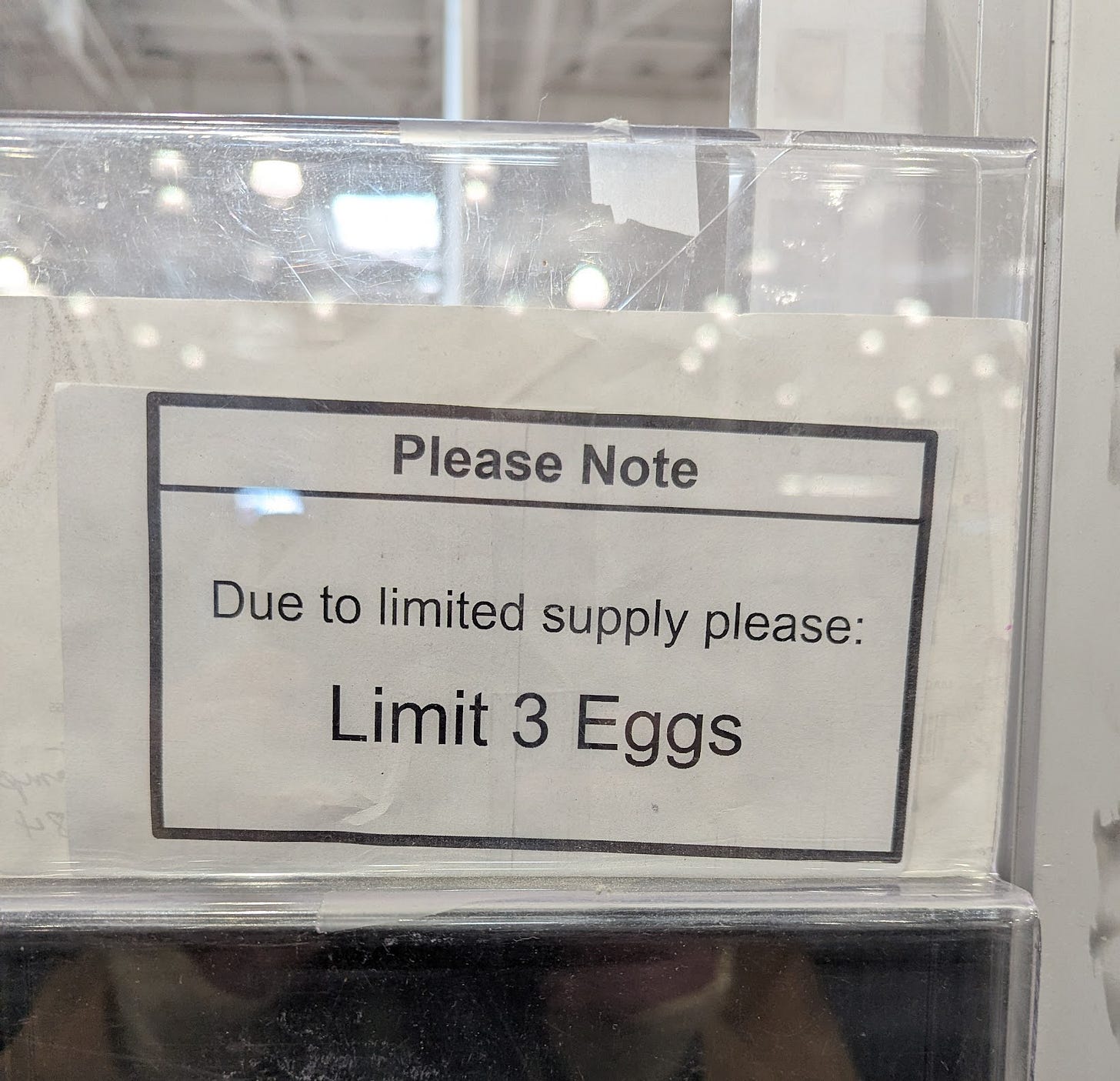 Please note / Due to limited supply please / Limit 3 eggs