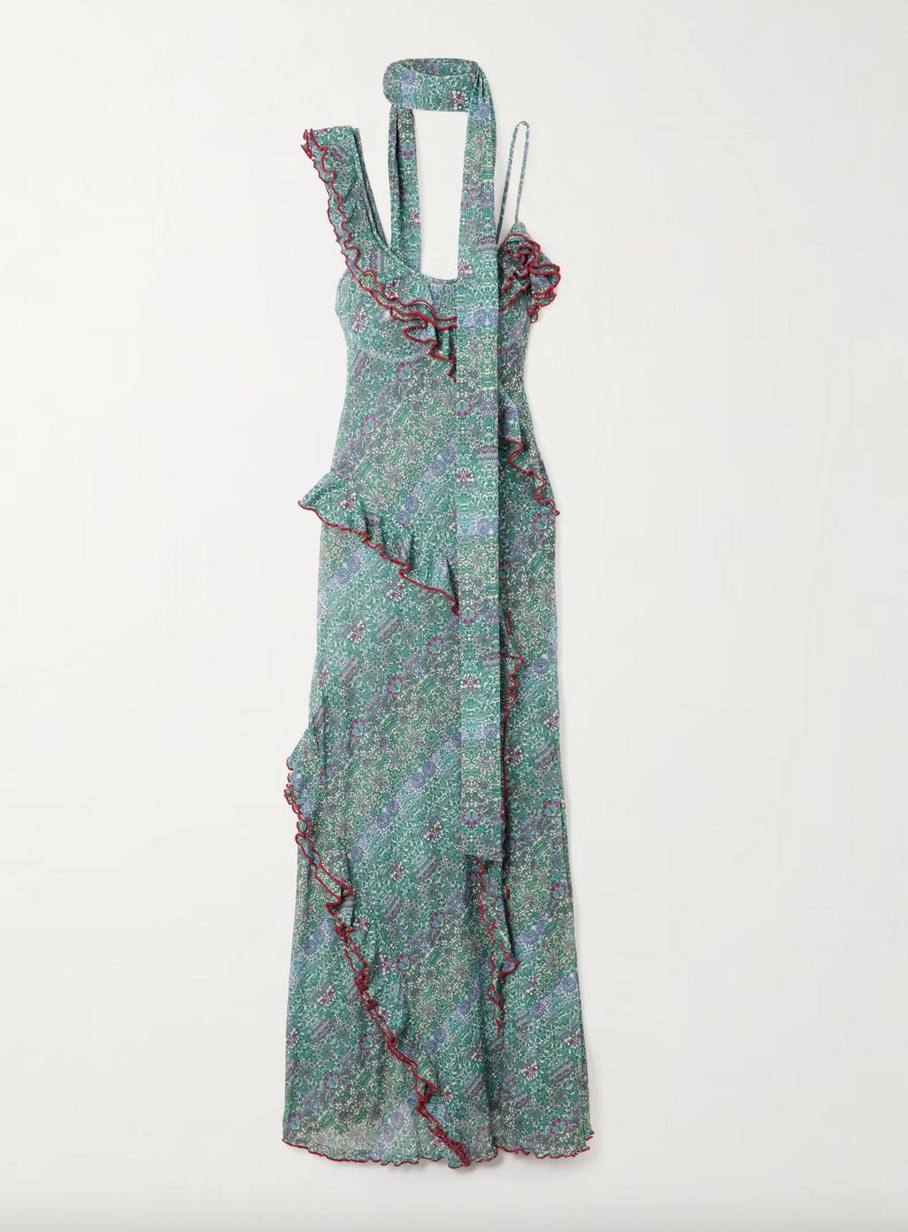 slim fit dress slacks Casual Spaghetti Straps Long Floral Green Wedding Guest Dress, Green / XL main image 0