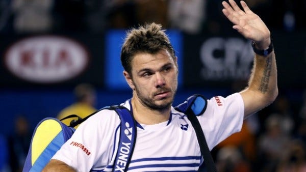 stan wawrinka waving bye to novak djokovic after losing australian open 2015 stan wawrinka waving bye to novak djokovic after losing australian open 2015