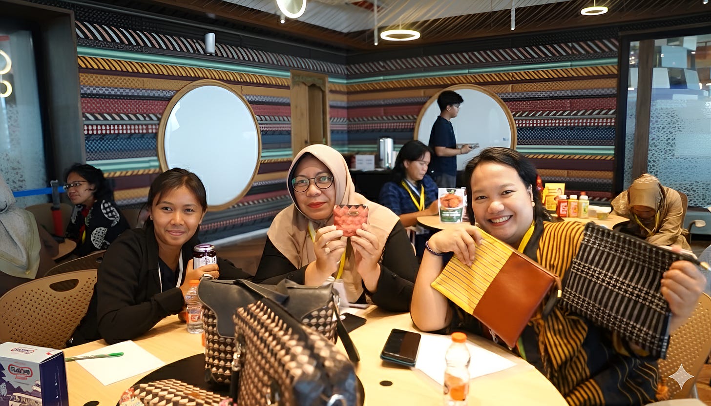 Indonesian women entrepreneurs showcasing their products Indonesian women entrepreneurs showcasing their products