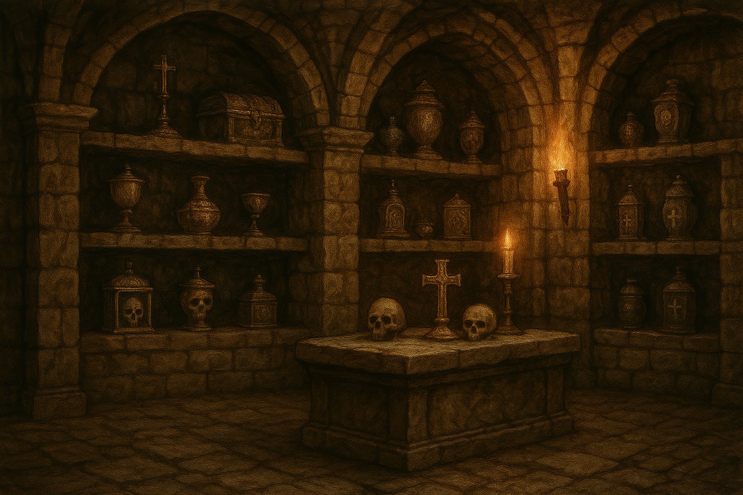 create a picture of the reliquary in the dungeon of the Durst mansion in Curse of Strahd