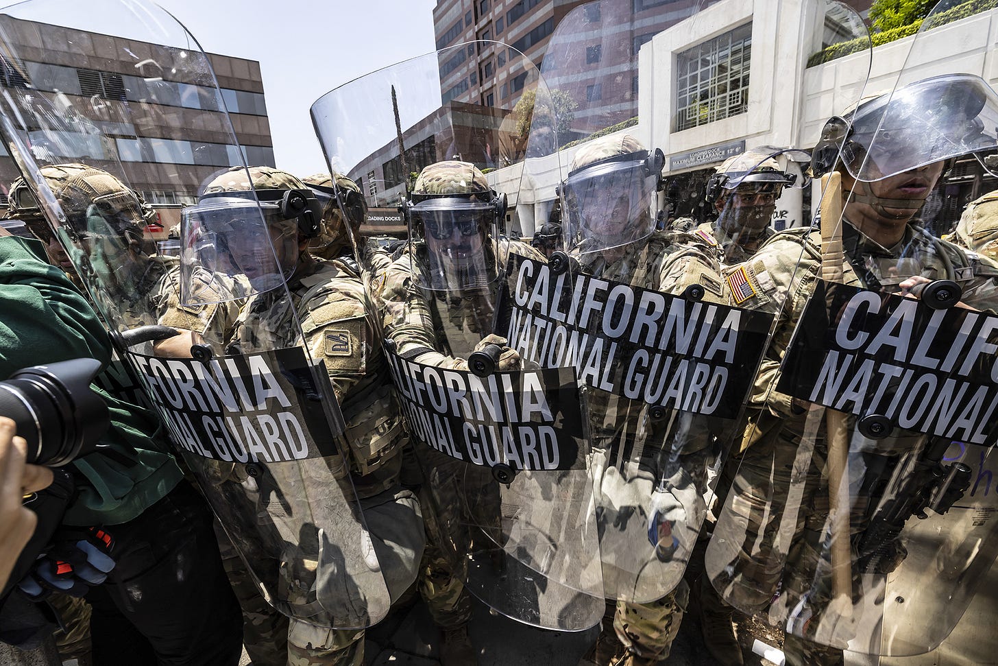 Impactful image of US National Guard deployment in cities during protests