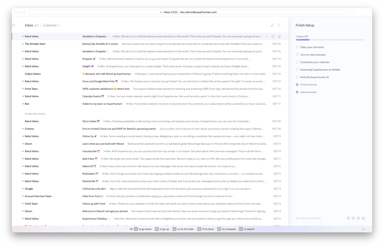 Superhuman checklist screenshot Superhuman checklist screenshot