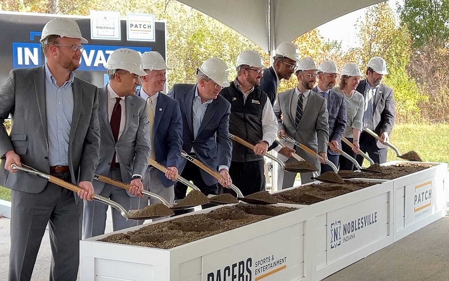 City, team and league executives turn dirt in Noblesville on Nov. 6, 2023.