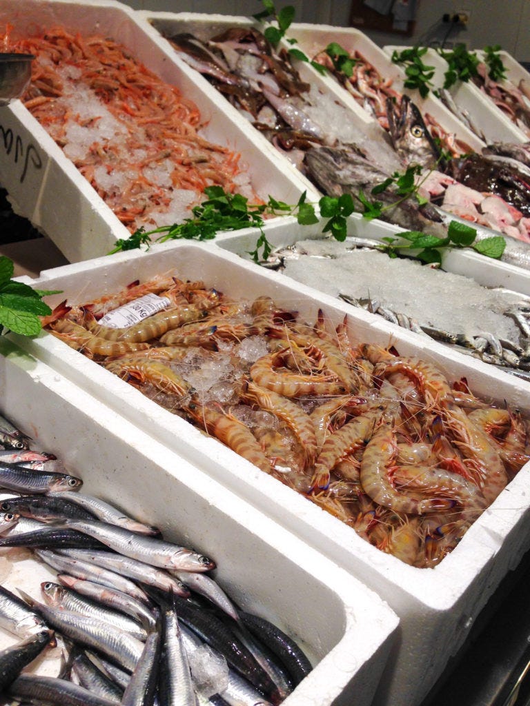 Fresh fish, one of the best reason to get to a Spanish food market early! Fresh fish, one of the best reason to get to a Spanish food market early!