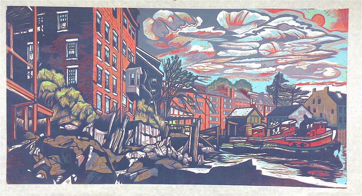 A colorful painting of a city

Description automatically generated