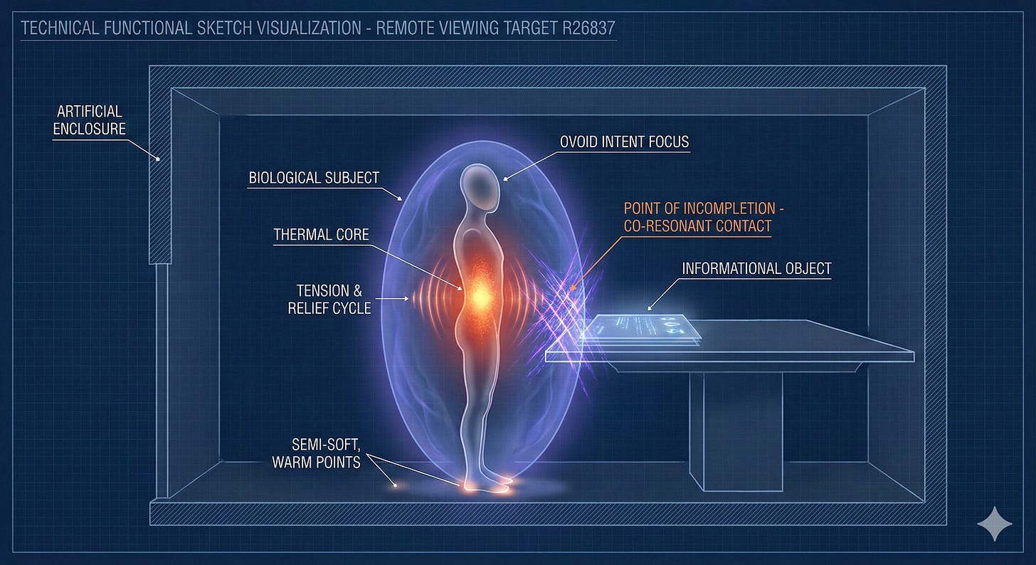 The target is a conscious biological IS-BE currently engaged in a high-focus activity within an artificial interior. The session remains open at the point of interaction between the subject and the informational materials.