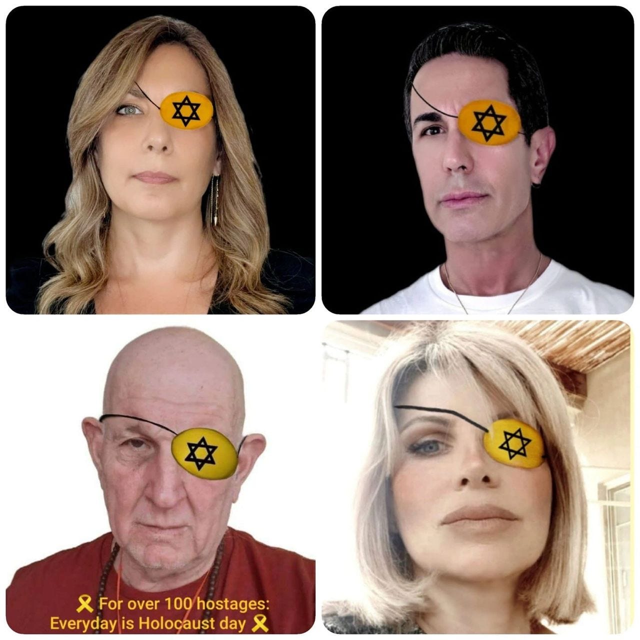 De gauche à droite : Karine Dana, Maor Gentay, Yomtov Moshe, Jane Halevy, créateurs de la campagne « Blind Eye » contre l’antisémitisme. De gauche à droite : Karine Dana, Maor Gentay, Yomtov Moshe, Jane Halevy, créateurs de la campagne « Blind Eye » contre l’antisémitisme.