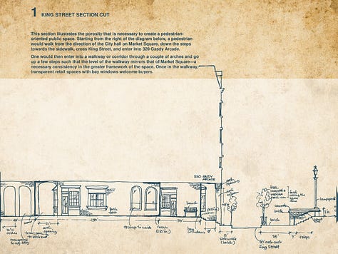 Section cuts around Alexandria City Hall_Town Square_Urban Planning_Copyright by_Thalia Toha_2009_Why the same people always wins