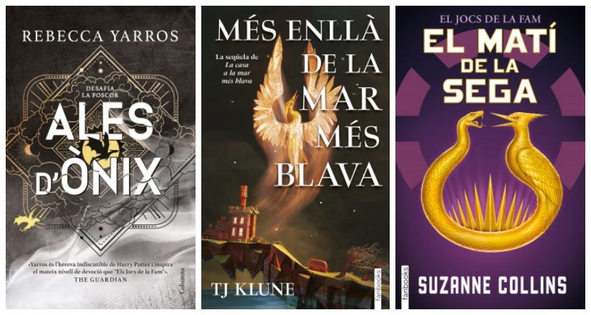 Portades dels llibres Ales d'Ònix, Més enllà de la mar més blaca i d'El matí de la Sega