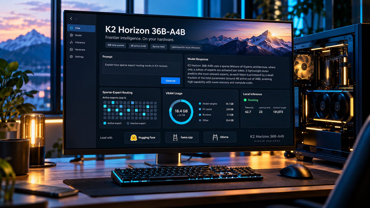 K2 Horizon 36B-A4B: is it the new 24GB local AI sweet spot? K2 Horizon 36B-A4B: is it the new 24GB local AI sweet spot?