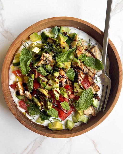Mediterranean Savory Yogurt Chicken Bowl