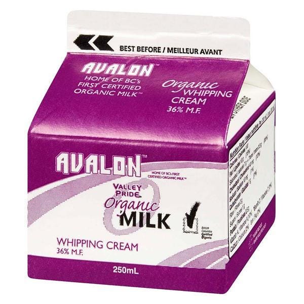 Whipping Cream Organic (250ml/500ml) Whipping Cream Organic (250ml/500ml)