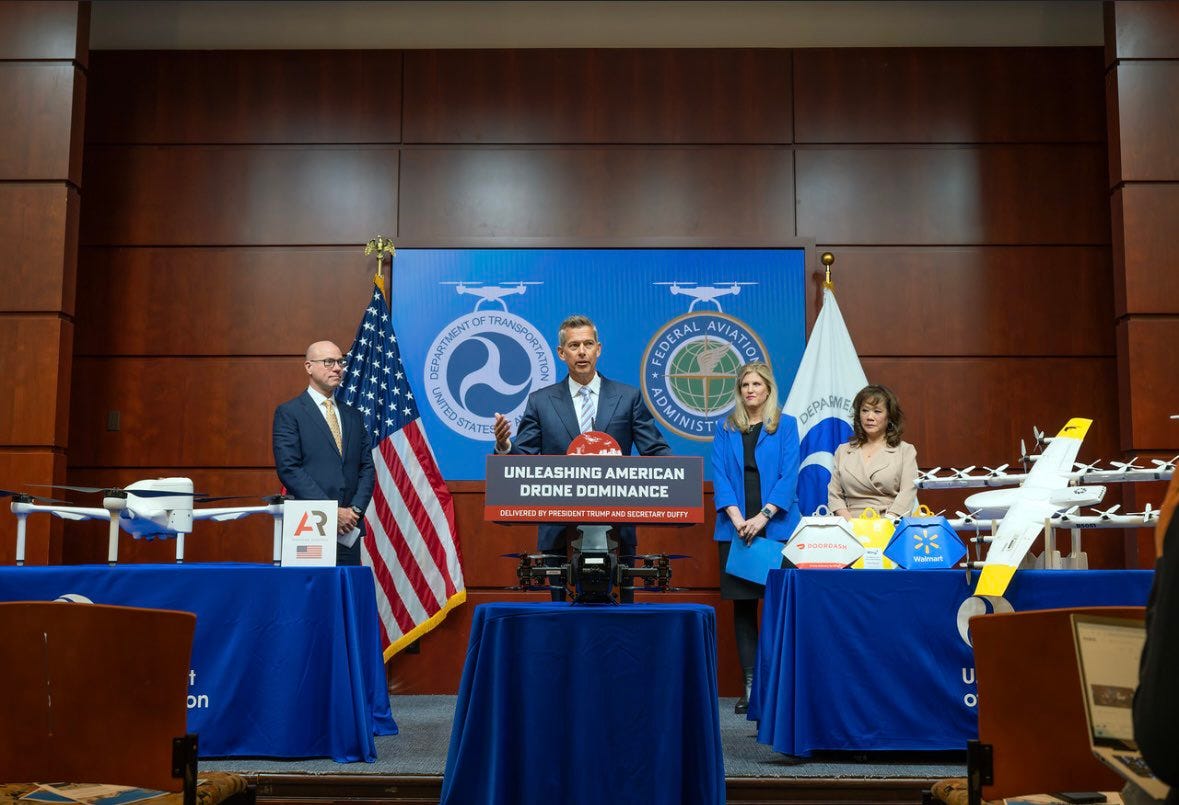 Today we're unleashing AMERICAN drone dominance🔥 Drones will deliver  medicine and unmanned aircraft will help grow crops. This technology will  fundamentally change the way we interact with the world. Thanks to @POTUS,