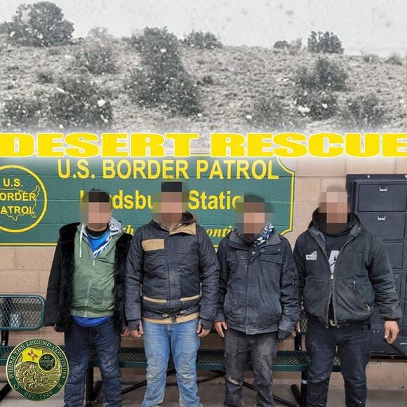 Four migrants rescued in the Border Patrol's El Paso Sector during bitterly-cold weather Four migrants rescued in the Border Patrol's El Paso Sector during bitterly-cold weather