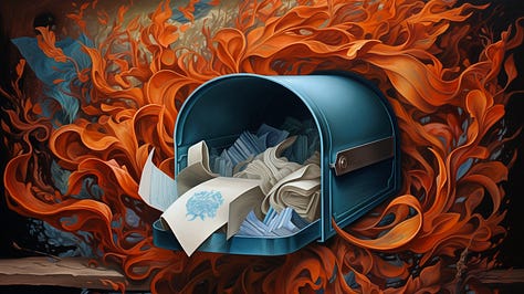 Various images of a mailbox created with Midjourney