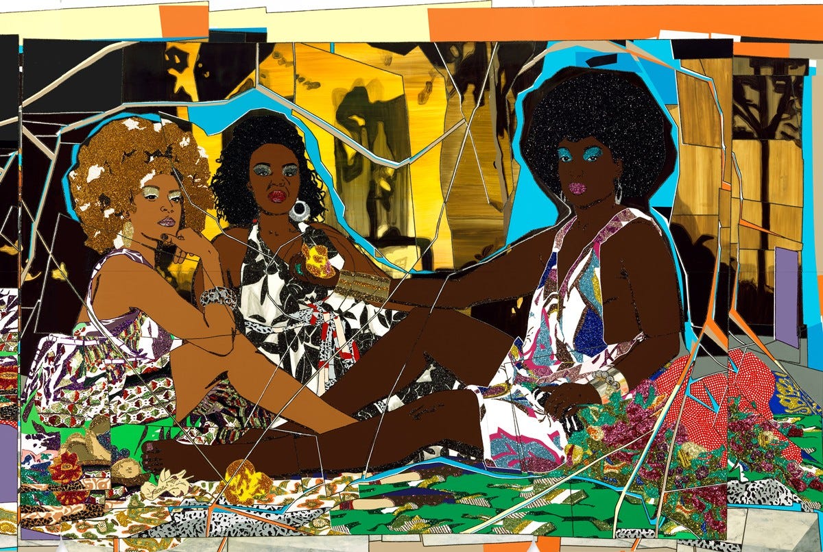mickalene thomas Les trois femmes noires