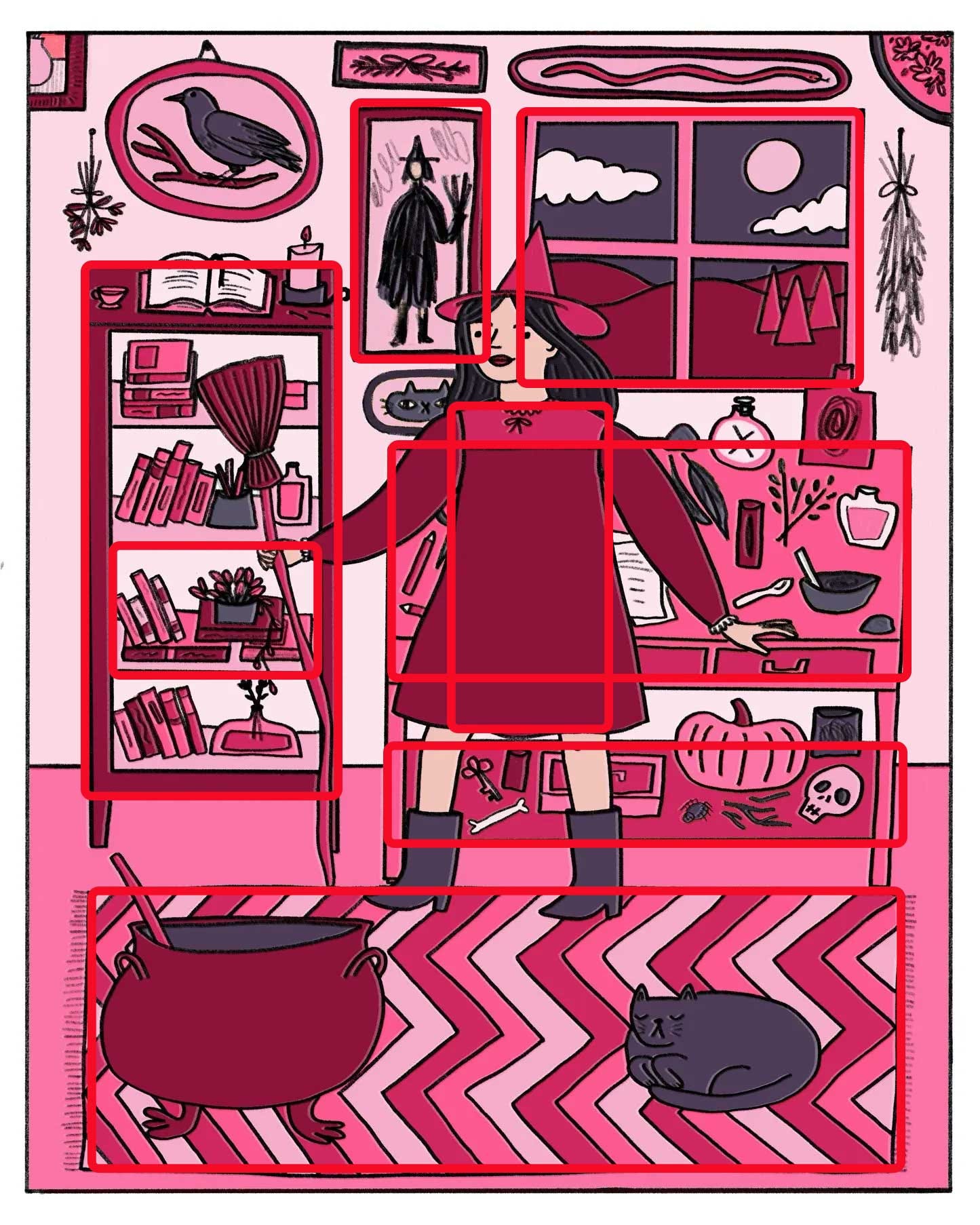 Pink Witch Print Aviate Press Rectangle guides