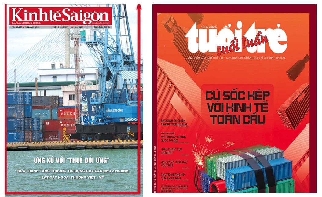 May be a graphic of text that says "KinhteSaigon BSSN:0868-3344 MedaUNOTRASON Namth035 5615-20250.291) 10-4-2025 เนช่ ย 13-4-2025 ANPHAMCU COQUAN wAw.a.hdneacaww ĐOÀN NCS VOSEO CÁNGSÀICON VOsCO BATDINHTUCHIÊN TUCHIÊN BATDINH TRANH TRANHTHUONGMAI CÚ SỐCKÉP νόι IKINHTE N CAU y ƯNG XỨ VỚI THUE ĐÓI ỨNG" CHATGPT BUC TRANH TANG TRƯONG TIN DỤNG CỦA CAC NHOM NGANH LAT CẤT NGOAI THƯƠNG VIỆT MY DAI ONGBAVA YOUTUBE CHUYENGIANGH YENAMXUNAU SIN"