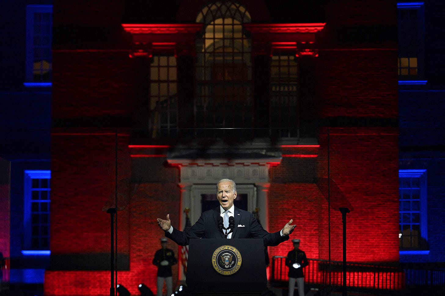 CNN questioned after altering red background of Biden speech CNN questioned after altering red background of Biden speech