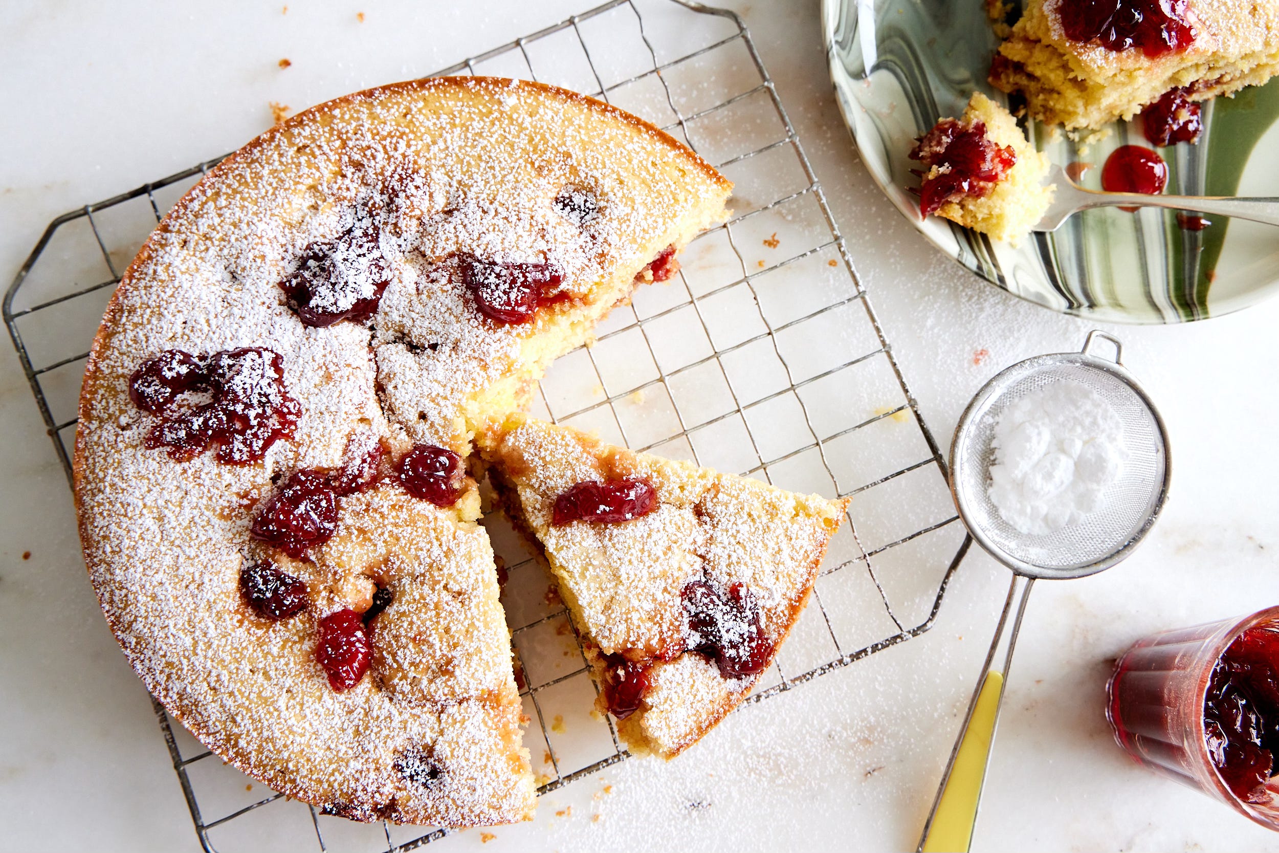 Cherry Cornmeal Snacking Cake - by Yossy Arefi