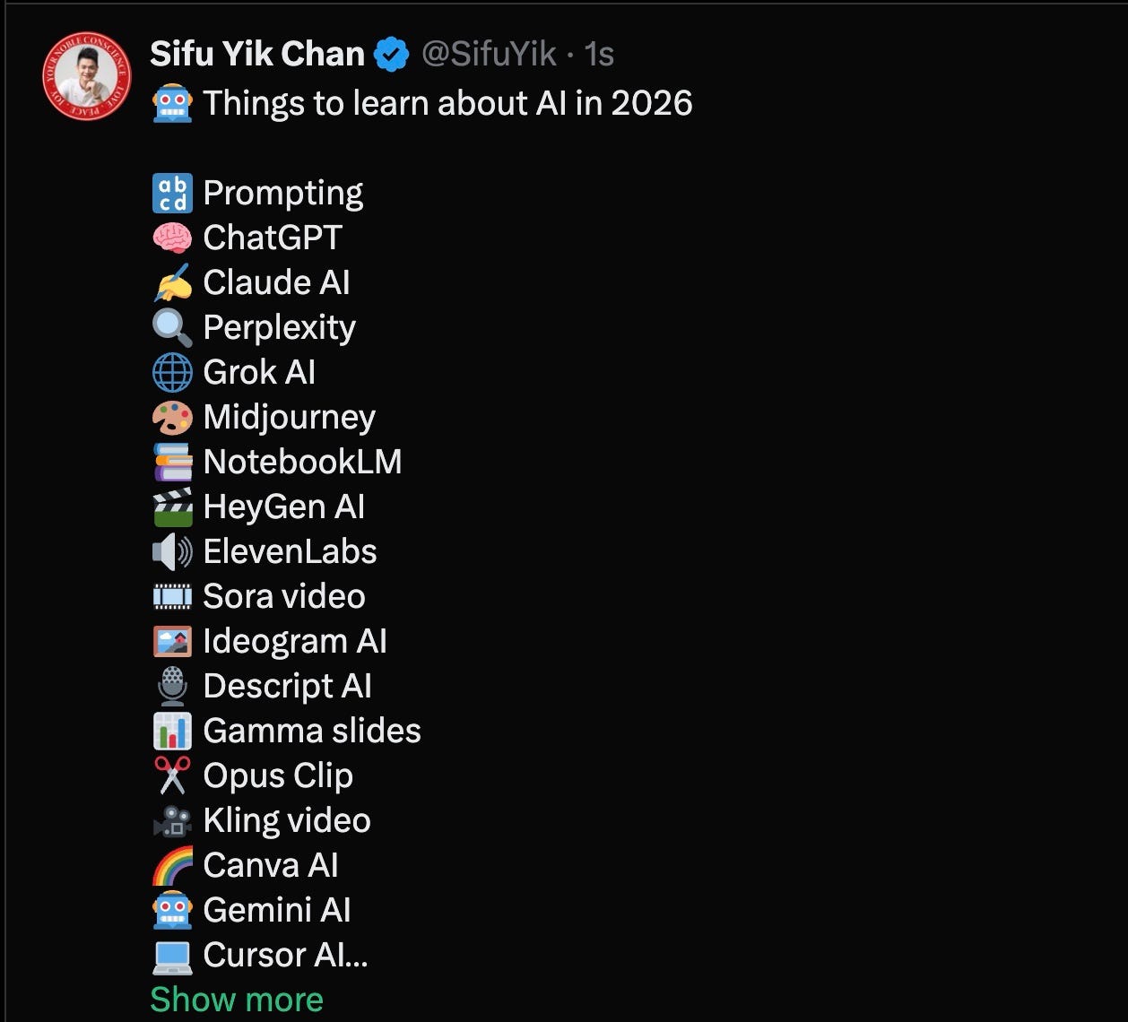 🤖 the ultimate list of ai & machine learning rss... 🤖 Things to learn about AI in 2026 - by Sifu Yik Chan