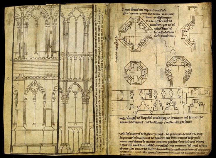 Villard d'Honnecourt, Sketchbook, c. 1230, Paris, Bibliothéque Nationale de  France, MS fr. 19093.
