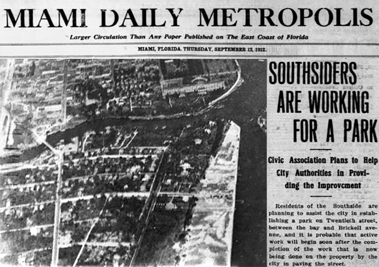 Cover: Front page of the Miami Metropolis on September 12, 1912, along with an aerial photo of the Southside neighborhood in 1916. Courtesy of Florida State Archives. Cover: Front page of the Miami Metropolis on September 12, 1912, along with an aerial photo of the Southside neighborhood in 1916. Courtesy of Florida State Archives.