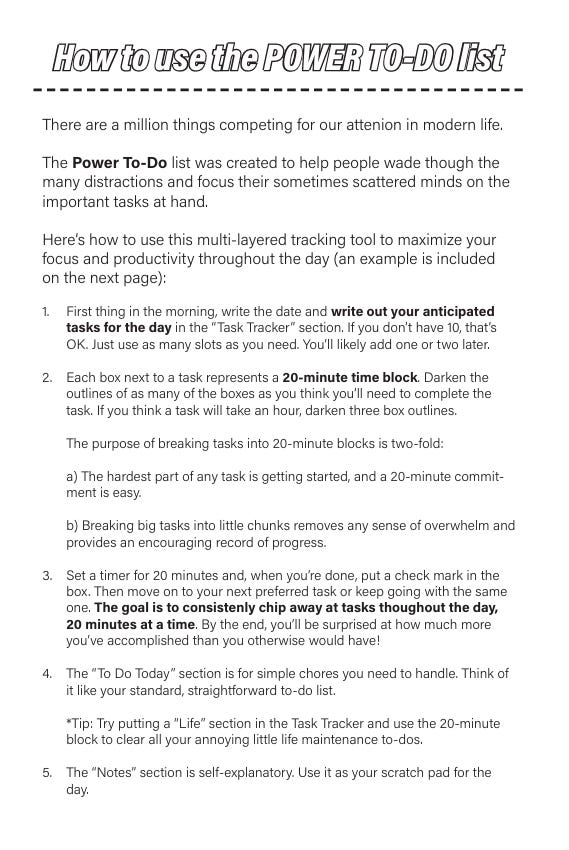 How to use the POWER TO-DO list. How to use the POWER TO-DO list.