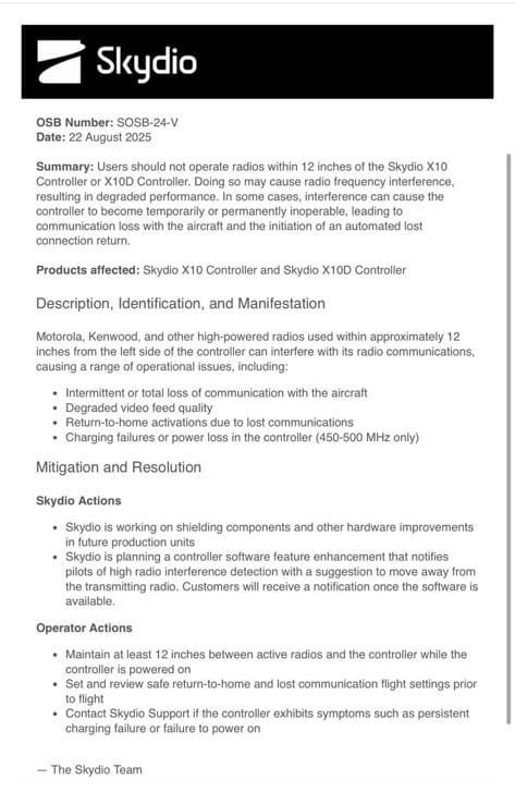 Skydio Admits Drone Controllers Vulnerable to Radios Used by First Responders Skydio Admits Drone Controllers Vulnerable to Radios Used by First Responders