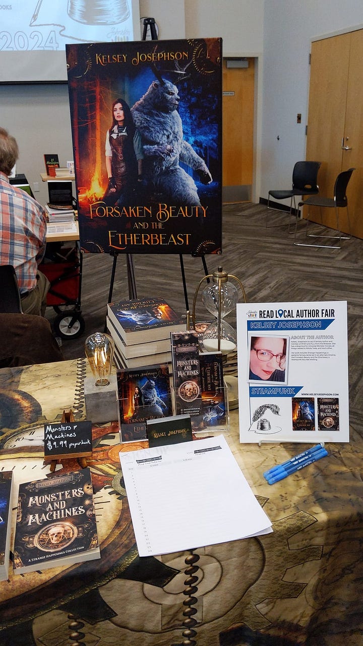 Pics of my table set up at Johnston Public Library
