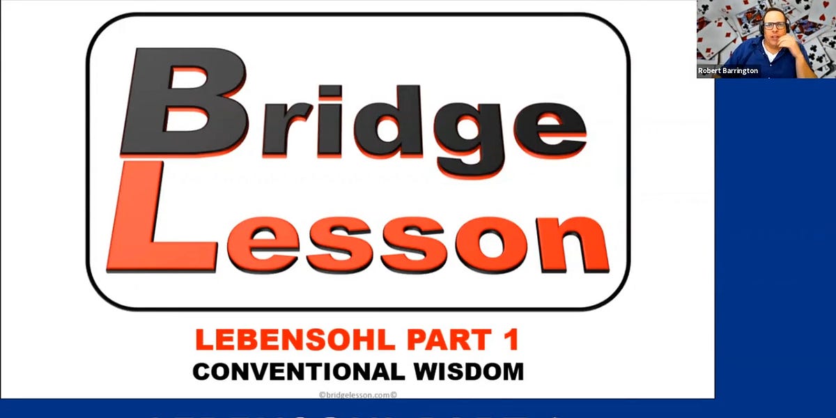 CONVENTIONS LEBENSOHL by Rob Barrington BRIDGE TEACHER