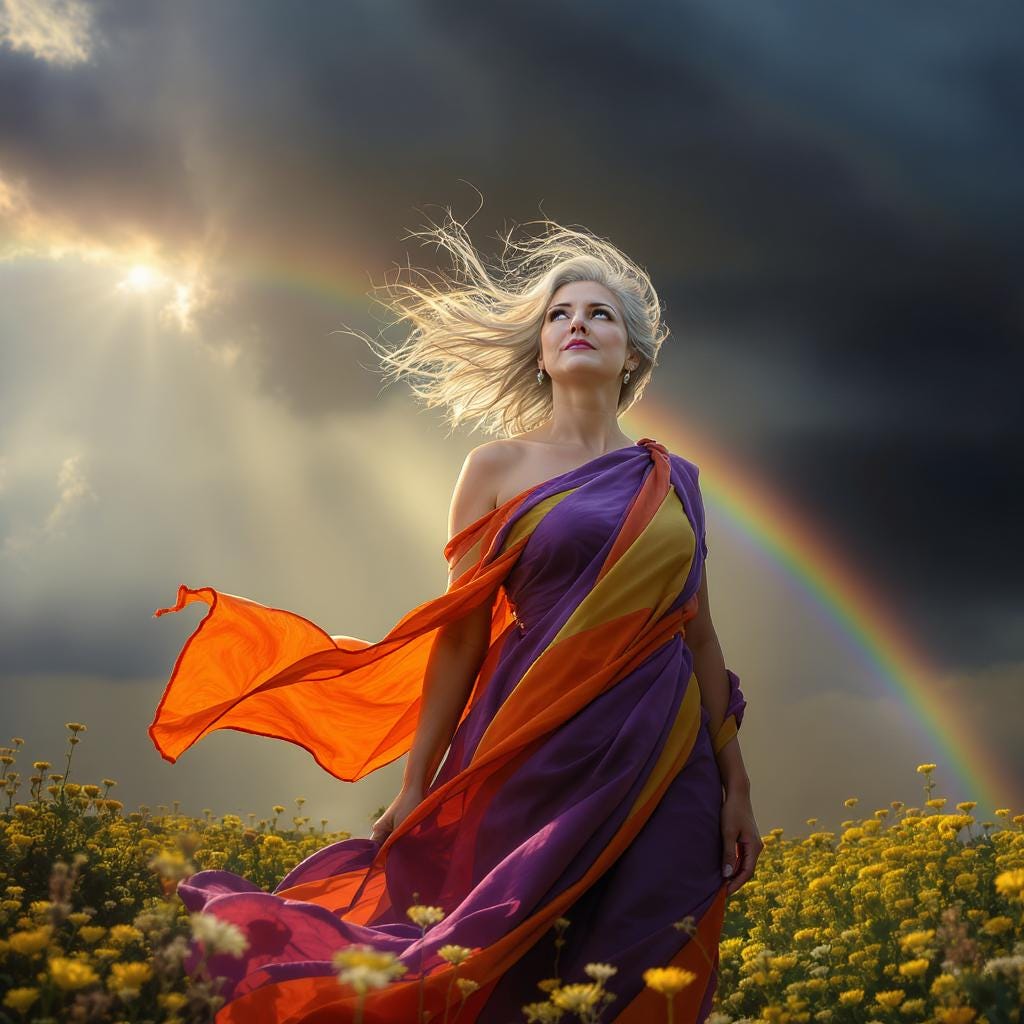 A strong warrior woman standing strong against the storm of life.