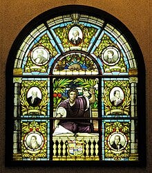 Window at Ottawa Public Library features Moore with Dickens, Archibald Lampman, Walter Scott, Byron, Tennyson, and Shakespeare Window at Ottawa Public Library features Moore with Dickens, Archibald Lampman, Walter Scott, Byron, Tennyson, and Shakespeare
