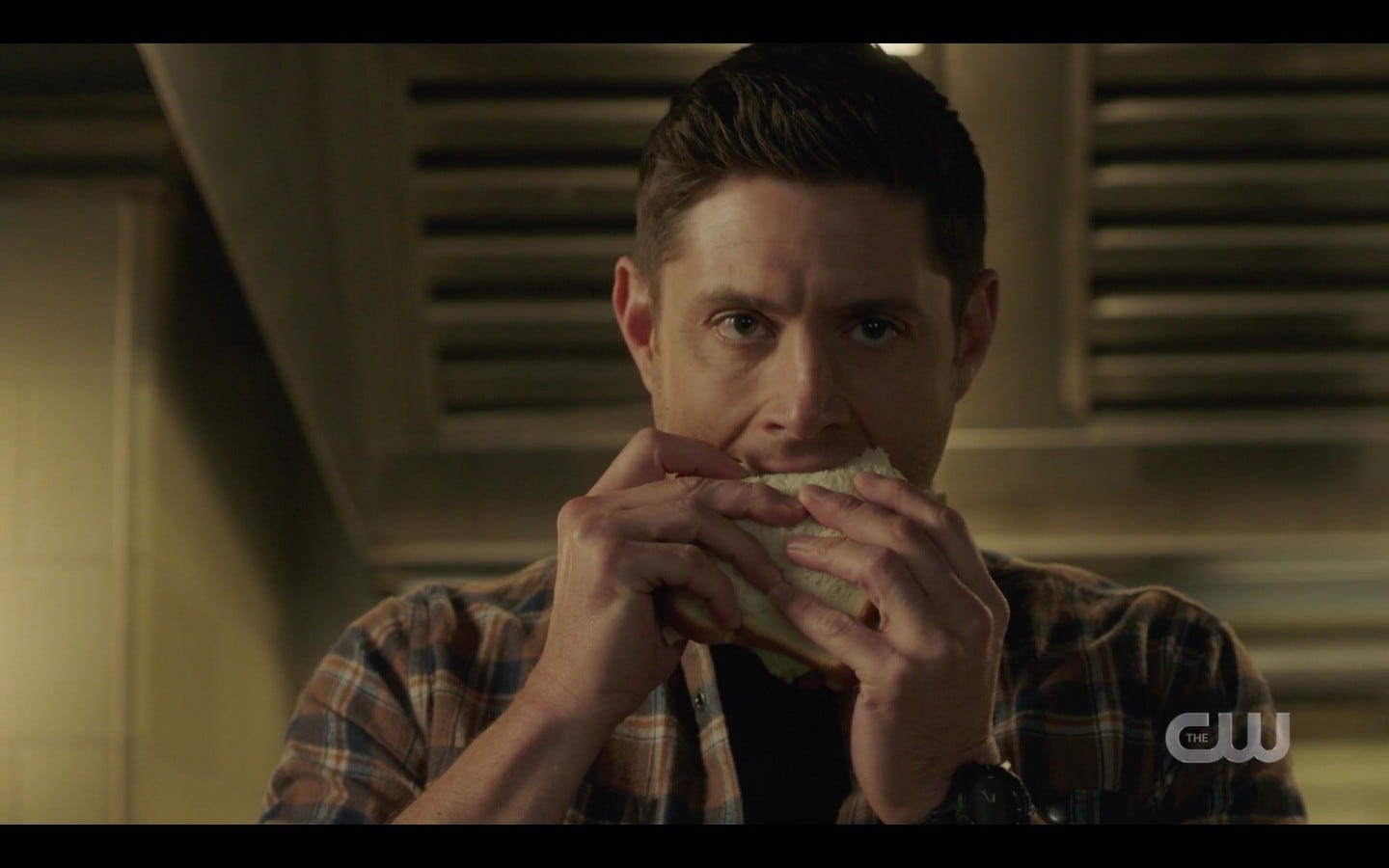SPN 1415 Dean Winchester guilt eating sandwich SPN 1415 Dean Winchester guilt eating sandwich